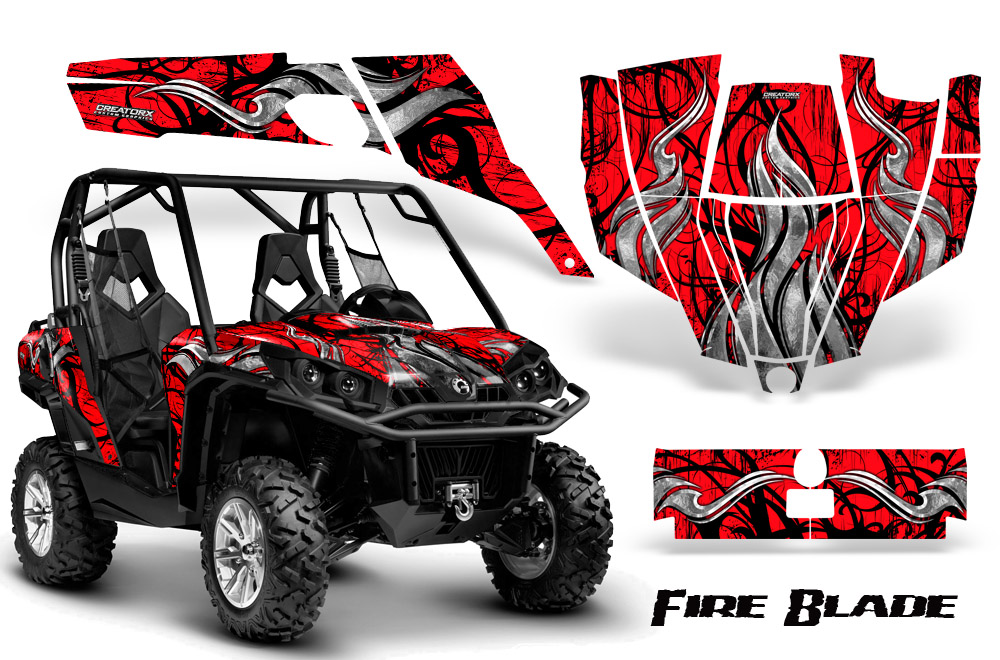 Can-Am Commander Graphics Kit Fire Blade Black Red BB